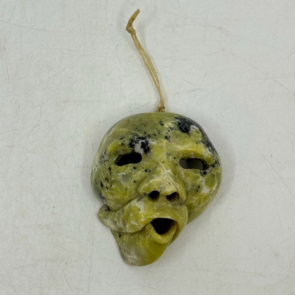 Inuit Hand Carved Serpentine Mask Pendant